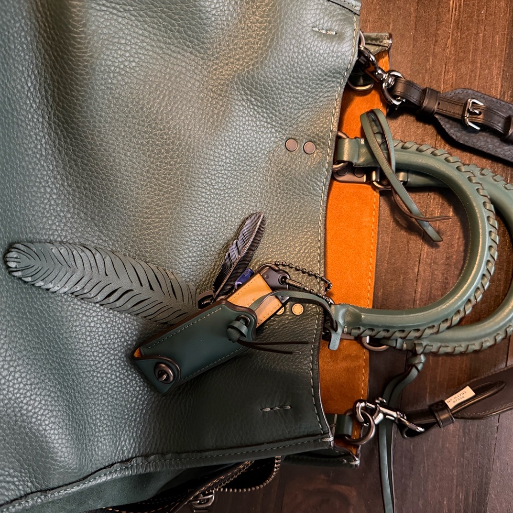 Coach 1941 Rogue 30 With Whipstitch Handle Teal Mixed Leather F58116 - Picture 2 of 15